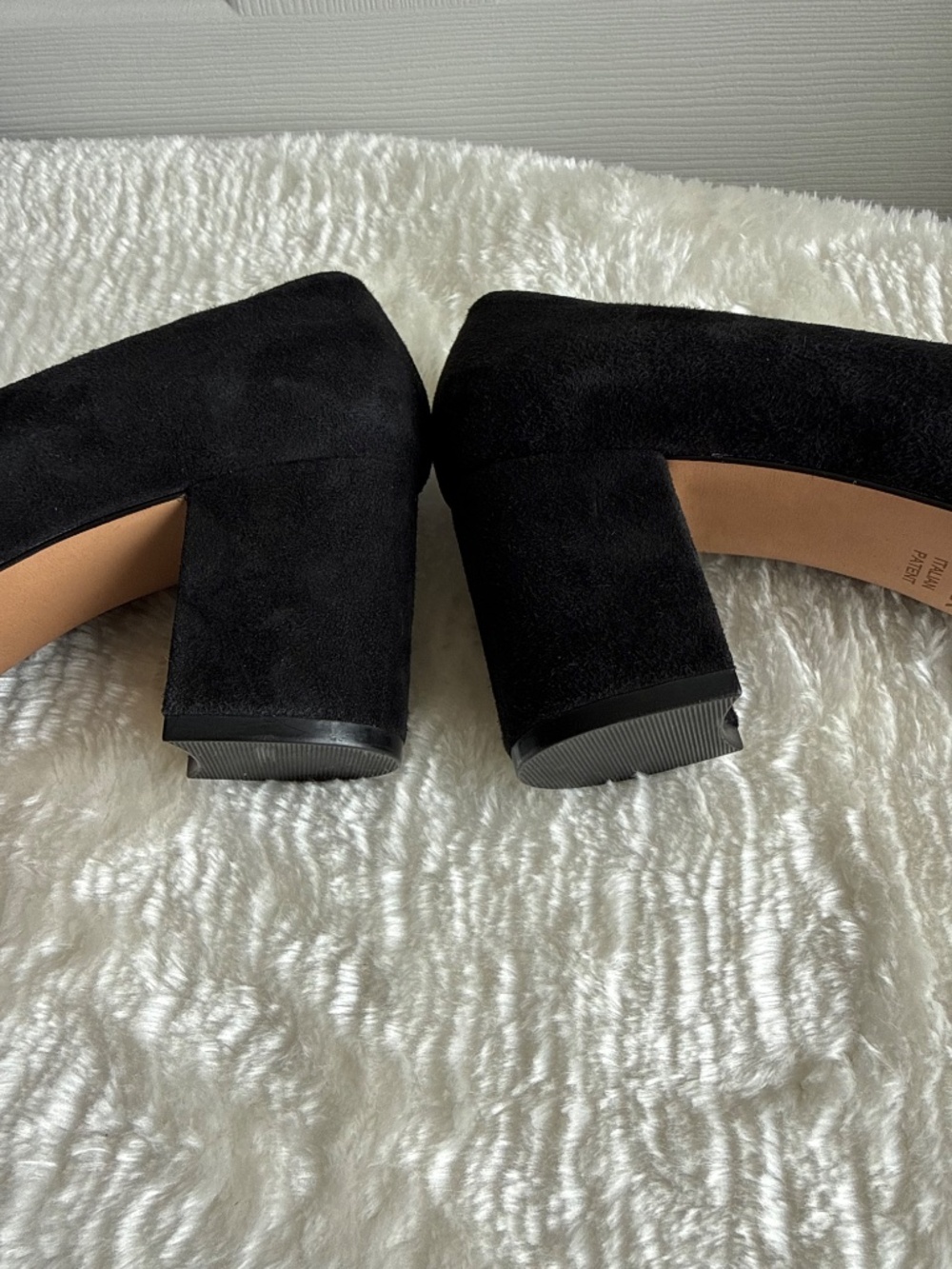 NWOT Geox Virnilisa 65 Black Suede Block Heel Pumps Square Toe Buckle - Picture 6 of 13